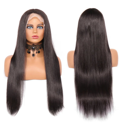 Cacaolux Hair Transparent Lace Front Wigs Human Hair 180% Density Pre Plucked with Baby Hair Peruvian Straight 13x4 Lace Frontal Wig Natural Color