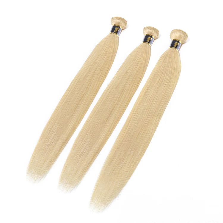 613 Bundles 100% Brazilian Straight Blonde Human Hair Bundles 10A Virgin Blonde Hair Weave