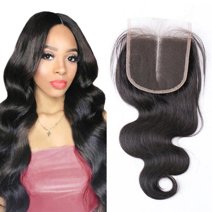 Brazilian Hair 4X4 Body Wave Middle Part Lace Closure Pre Plucked with Baby Hair For Black Women Free Shipping