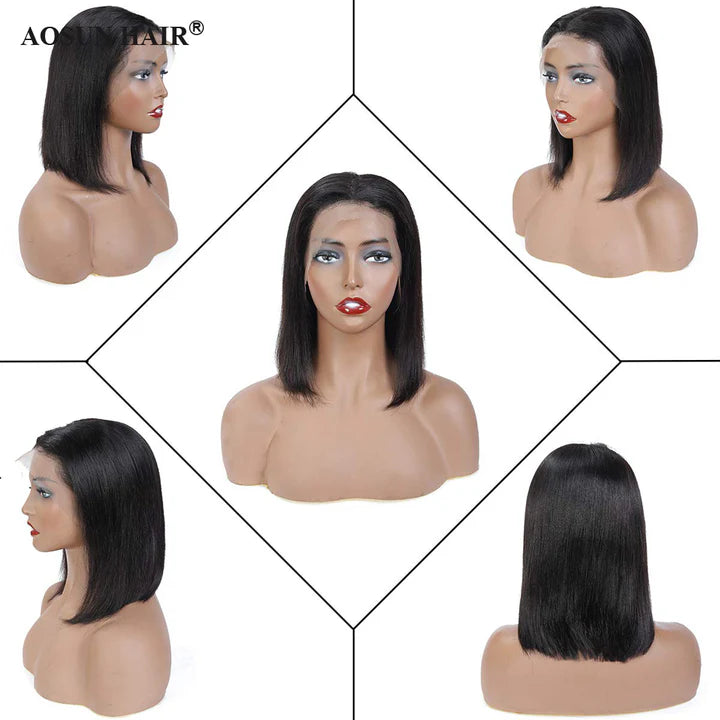 Cacaolux 13x6 Front Lace Straight Bob Wig Full Thick Brazilian Virgin Hair wig