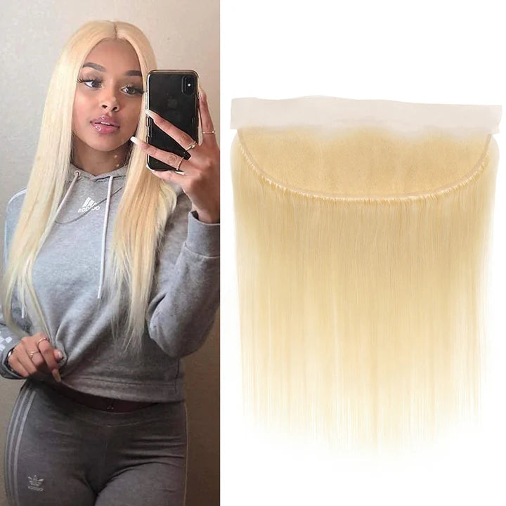 Brazilian Blonde Hair Straight 613 Color Ear To Ear 13X4 Lace Frontal Closure Pre Plucked Free Part Hair accessories