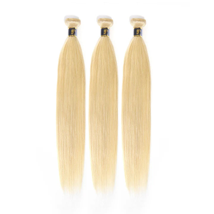 613 Bundles 100% Brazilian Straight Blonde Human Hair Bundles 10A Virgin Blonde Hair Weave