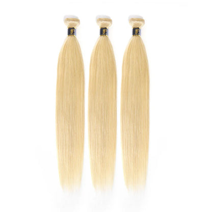 613 Bundles 100% Brazilian Straight Blonde Human Hair Bundles 10A Virgin Blonde Hair Weave