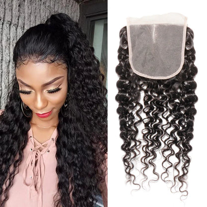 Brazilian 5x5 Natural Wave Closure 100% Unprocessed Virgin Human Hair Extensions Middle Part Lace Closure