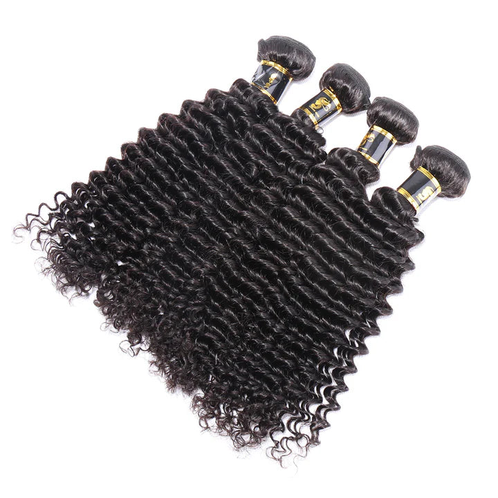 4 Bundles Deep Wave Virgin Hair 100% Unprocessed Human Hair Weave Free Shipping