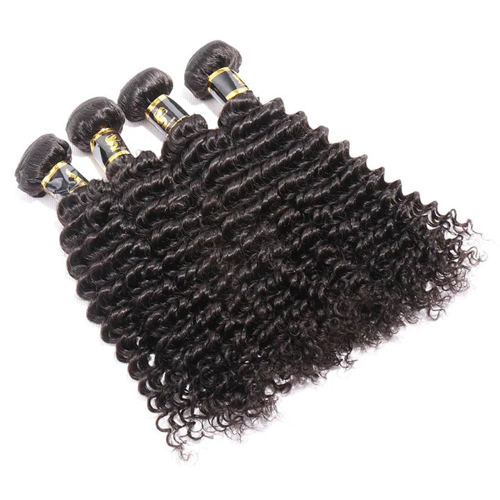 Cacaolux Deep Wave Human Hair Bundles With Closure Brazilian Hair Weave With Closure