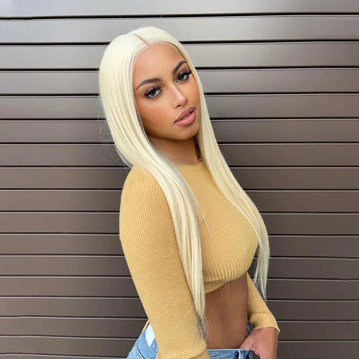 613 Blonde Color Silky Straight Human Hair Wig 13x4 Lace Front Wig