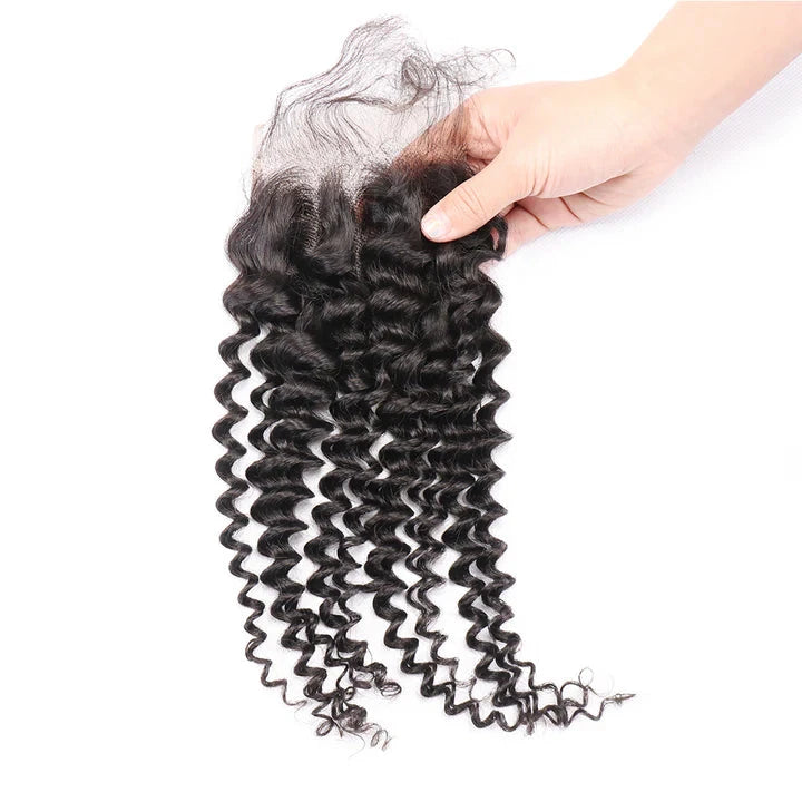 Brazilian Deep Curly Lace Closure 4*4 Free Part Human Hair Closure Free Shipping