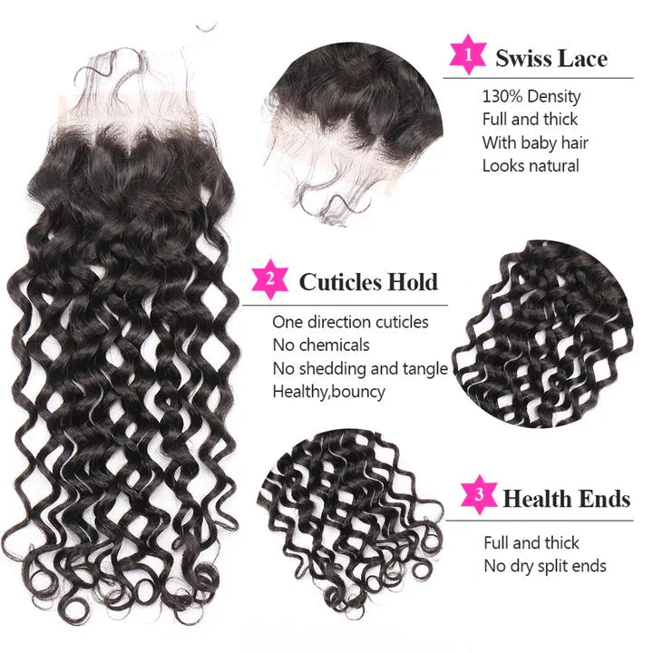 Cacaolux Italian Curly Human Hair Bundles with Closure Brazilian Virgin Hair Free Shipping