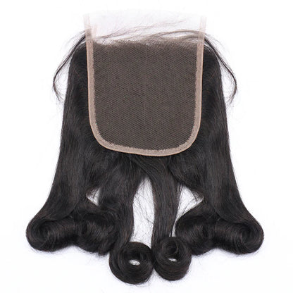 Funmi 3in1 Spring Curly Lace Closure 4x4 Free Part 100% unprocessed Human Hair Curl with Baby Hair