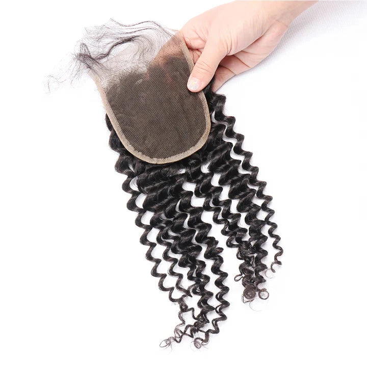 Brazilian Deep Curly Lace Closure 4*4 Free Part Human Hair Closure Free Shipping