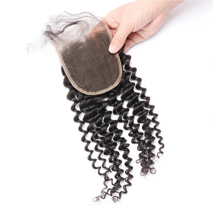 Brazilian Deep Curly Lace Closure 4*4 Free Part Human Hair Closure Free Shipping