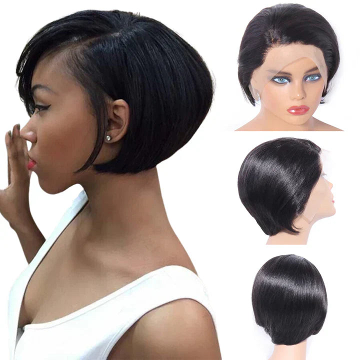 Cacaolux Straight Short Cut Lace Wig Front Lace Brazilian Human Hair