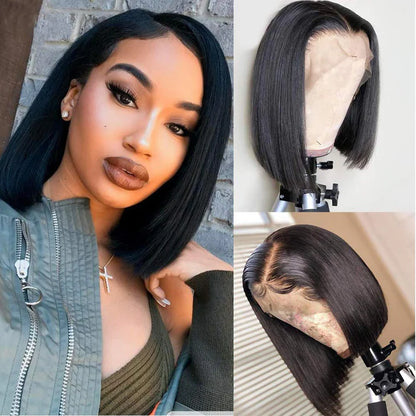 Cacaolux 13x4 Bob Wig Human Hair Front Lace Brazilian Straight Hair Free Shipping