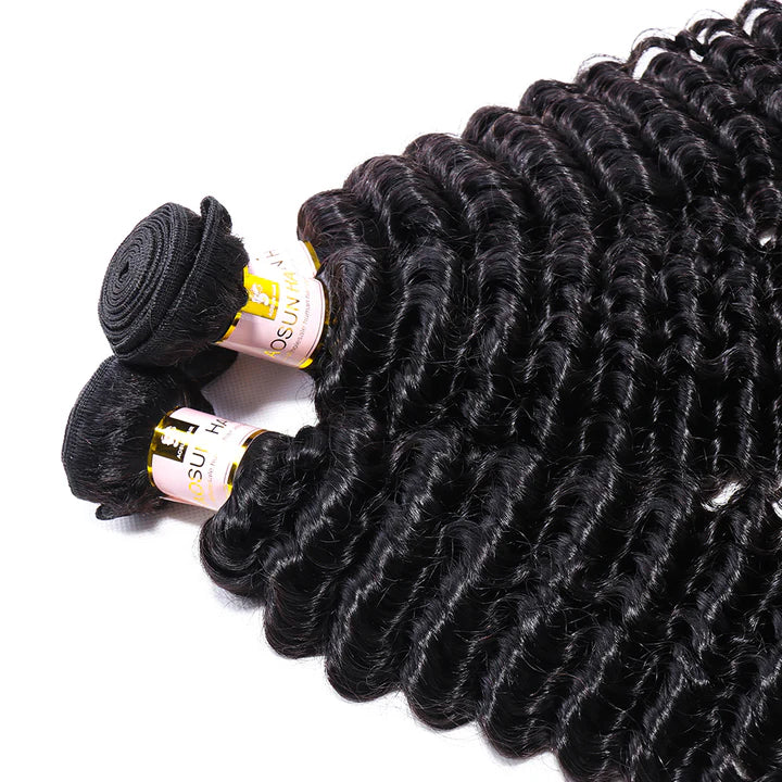 3 Bundles Deep Curly Virgin Hair 100% Human Hair Weave deep wave Free Shipping