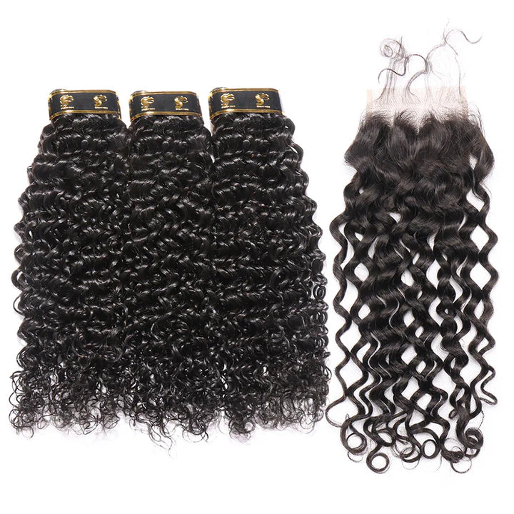 Cacaolux Italian Curly Human Hair Bundles with Closure Brazilian Virgin Hair Free Shipping