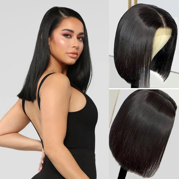 Cacaolux 13x4 Bob Wig Human Hair Front Lace Brazilian Straight Hair Free Shipping