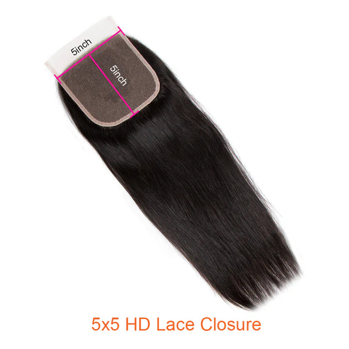 Cacaolux Hair 5x5 HD Transparent Lace Closure Straight Human Hair HD Lace