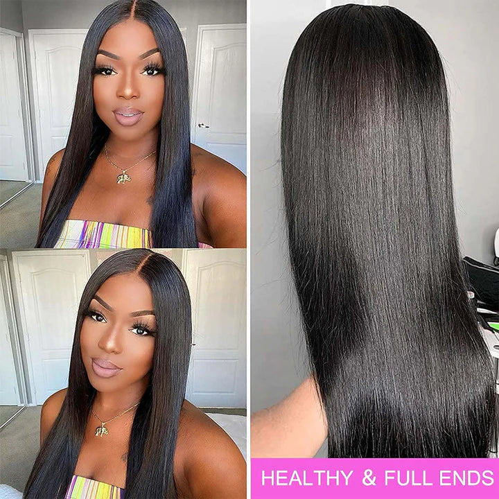 Cacaolux Hair 180% Density Virgin Peruvian Straight Human Hair Wigs for Black Women Natural Color Straight 4x4 Lace Closure Wig