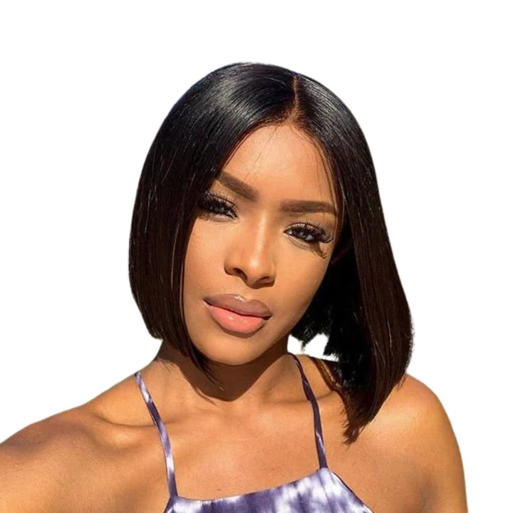 Cacaolux Straight Short Bob Wigs T-Part Lace Virgin Hair Deep Parting Lace Wig